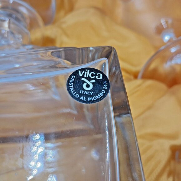 Vilca Italian Crystal Brandy Decanter & 4 Glasses Atlantic City Caesars Palace - Picture 10 of 12